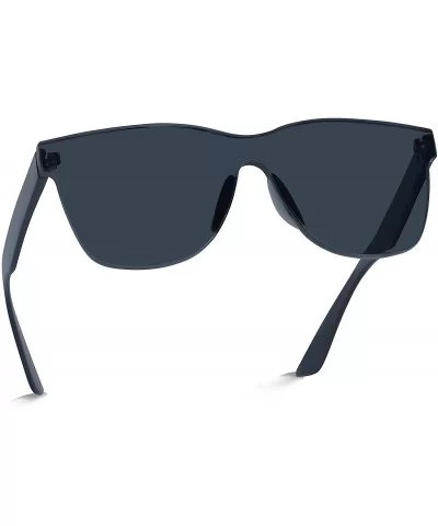 Horn Rimmed Tinted Colorful Lens Rimless Sunglasses - Black - CW18GYTHGD4 $5.67 Oversized