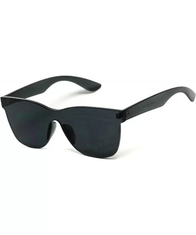 Horn Rimmed Tinted Colorful Lens Rimless Sunglasses - Black - CW18GYTHGD4 $5.67 Oversized