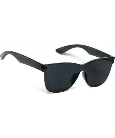 Horn Rimmed Tinted Colorful Lens Rimless Sunglasses - Black - CW18GYTHGD4 $5.67 Oversized