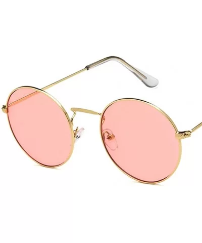 Unisex Sunglasses Retro Gold Red Drive Holiday Round Non-Polarized UV400 - Gold Pink - CO18RLEWGCX $7.42 Round