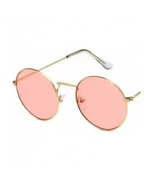 Unisex Sunglasses Retro Gold Red Drive Holiday Round Non-Polarized UV400 - Gold Pink - CO18RLEWGCX $7.42 Round