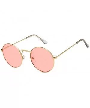 Unisex Sunglasses Retro Gold Red Drive Holiday Round Non-Polarized UV400 - Gold Pink - CO18RLEWGCX $7.42 Round