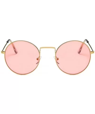 Unisex Sunglasses Retro Gold Red Drive Holiday Round Non-Polarized UV400 - Gold Pink - CO18RLEWGCX $7.42 Round