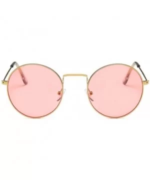 Unisex Sunglasses Retro Gold Red Drive Holiday Round Non-Polarized UV400 - Gold Pink - CO18RLEWGCX $7.42 Round