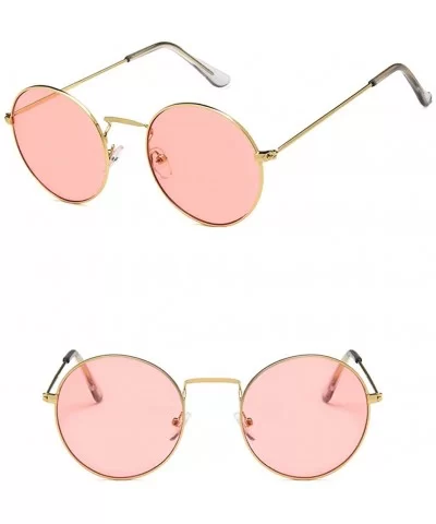 Unisex Sunglasses Retro Gold Red Drive Holiday Round Non-Polarized UV400 - Gold Pink - CO18RLEWGCX $7.42 Round