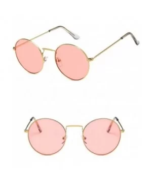 Unisex Sunglasses Retro Gold Red Drive Holiday Round Non-Polarized UV400 - Gold Pink - CO18RLEWGCX $7.42 Round