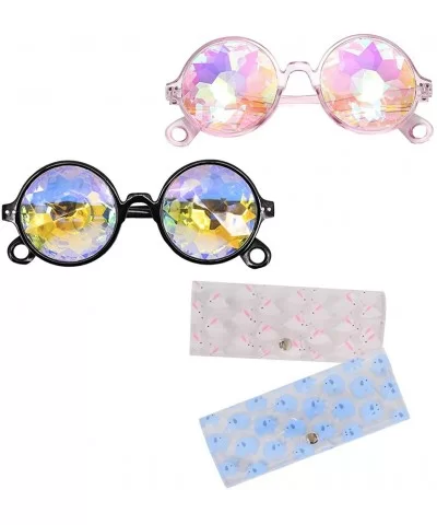 Kaleidoscope Rave Glasses Rainbow Prism Sunglasses Goggles - Black&pink - CK18UELSK3W $7.43 Sport