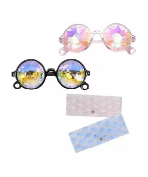 Kaleidoscope Rave Glasses Rainbow Prism Sunglasses Goggles - Black&pink - CK18UELSK3W $7.43 Sport