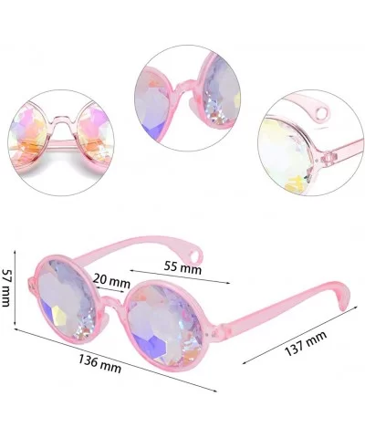 Kaleidoscope Rave Glasses Rainbow Prism Sunglasses Goggles - Black&pink - CK18UELSK3W $7.43 Sport