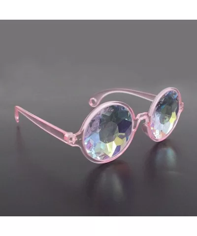 Kaleidoscope Rave Glasses Rainbow Prism Sunglasses Goggles - Black&pink - CK18UELSK3W $7.43 Sport