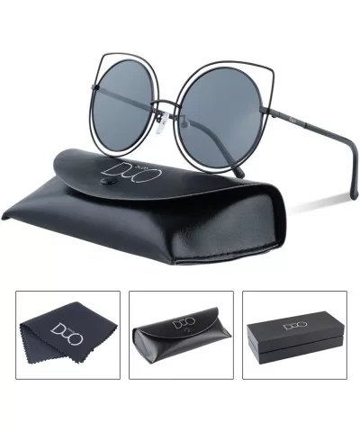 Classic Vintage Cateye Polarized Sunglasses For Women 100% UV Protection W001 - B-classic Black - CH1800IZI3T $11.87 Round