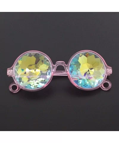 Kaleidoscope Rave Glasses Rainbow Prism Sunglasses Goggles - Black&pink - CK18UELSK3W $7.43 Sport