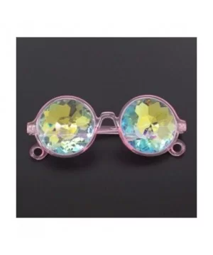 Kaleidoscope Rave Glasses Rainbow Prism Sunglasses Goggles - Black&pink - CK18UELSK3W $7.43 Sport