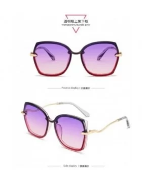 Large frame fashion trendy sunglasses ladies sunglasses personalized glasses-Purple powder on transparent frame - CK197ZCCH20...