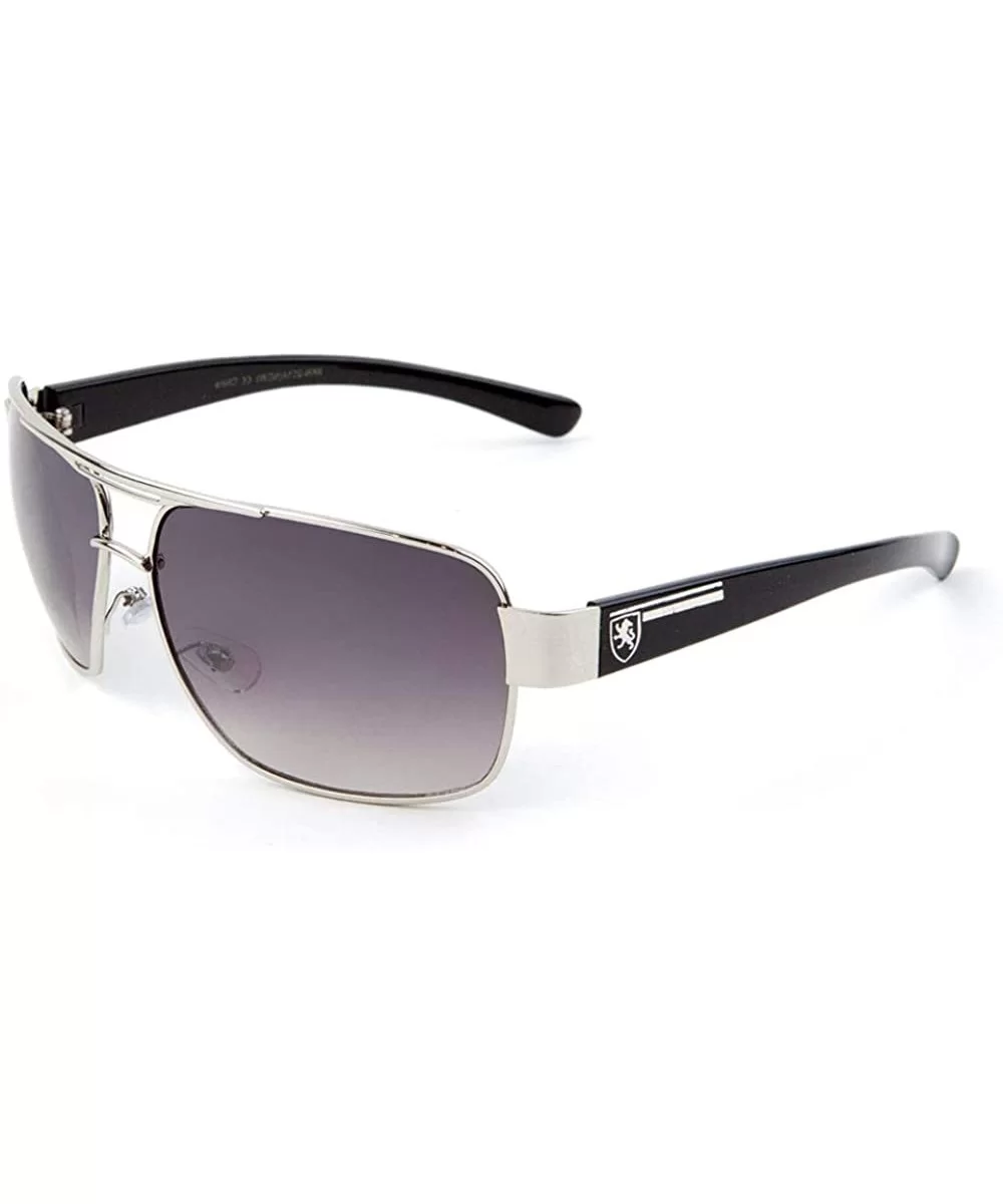 Top Bar One Line Metal Cut Classic Square Aviator Sunglasses - Smoke Silver - CB190EQ0RAD $15.01 Square