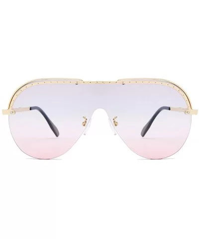 Frameless One Lens Oversized Goggles Sunglasses Women Fashion UV400 Brand Design Pilot Driving Sun Glasses - CL194EOODDY $8.4...