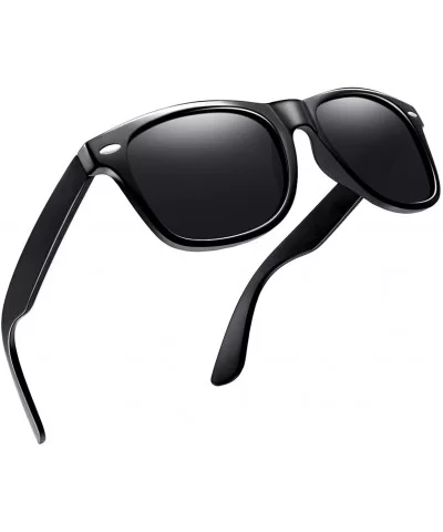 Unisex Polarized Sunglasses Classic Men Retro UV400 Brand Designer Sun Glasses - Glossy Black - CI185S9S77T $9.76 Goggle