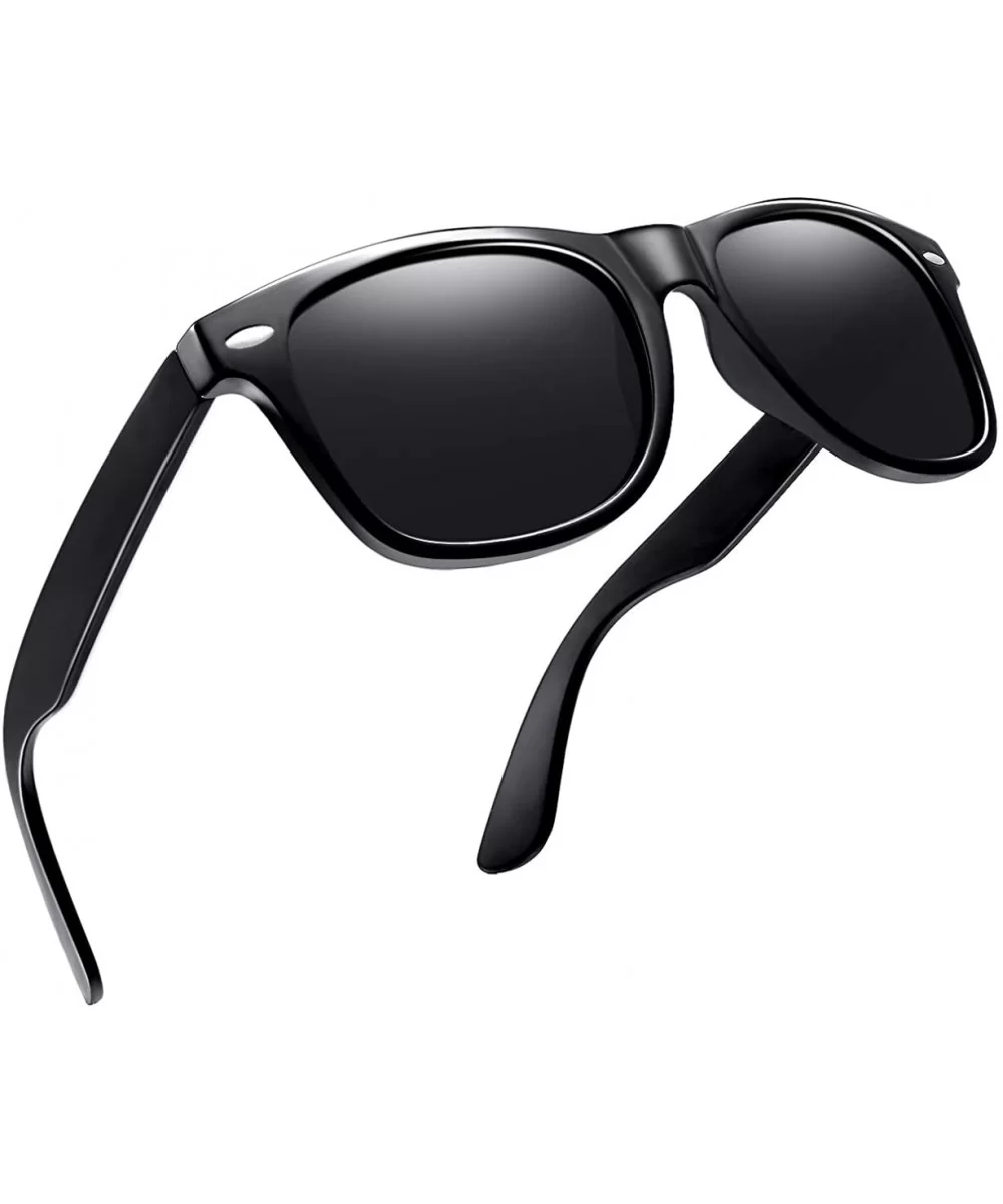 Unisex Polarized Sunglasses Classic Men Retro UV400 Brand Designer Sun Glasses - Glossy Black - CI185S9S77T $9.76 Goggle