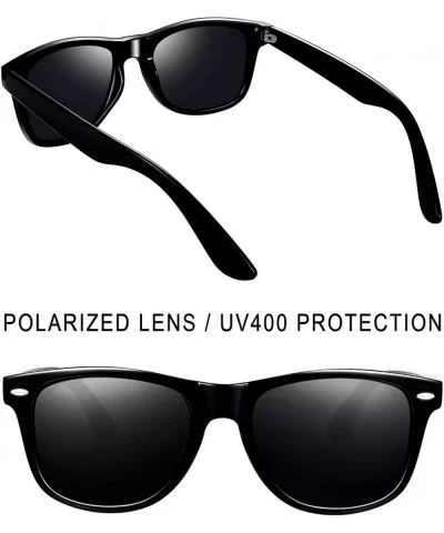 Unisex Polarized Sunglasses Classic Men Retro UV400 Brand Designer Sun Glasses - Glossy Black - CI185S9S77T $9.76 Goggle