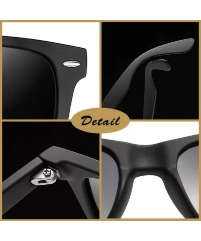 Unisex Polarized Sunglasses Classic Men Retro UV400 Brand Designer Sun Glasses - Glossy Black - CI185S9S77T $9.76 Goggle