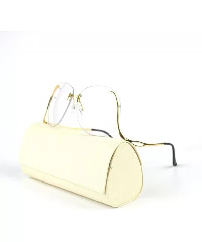 Unique Design Rimless Round Sunglasses Plain and Color With Box - Gold-plain - C612K6I2FQ9 $6.26 Oval