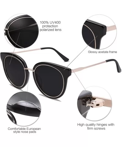 Polarized Lens Round Mens Womens Sunglasses Metal Frame MOMENT SJ1110 - C1 Black Frame/Grey Lens - C418LAUDASU $28.72 Sport