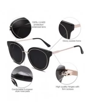 Polarized Lens Round Mens Womens Sunglasses Metal Frame MOMENT SJ1110 - C1 Black Frame/Grey Lens - C418LAUDASU $28.72 Sport