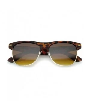 Classic Rubber Finish Half Frame Square Lens Horn Rimmed Sunglasses 55mm - Tortoise-gold / Amber - CG12O1HTAB8 $8.43 Square