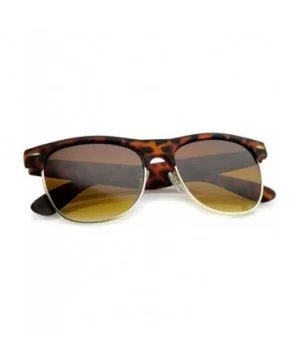 Classic Rubber Finish Half Frame Square Lens Horn Rimmed Sunglasses 55mm - Tortoise-gold / Amber - CG12O1HTAB8 $8.43 Square