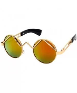 Women Men Fashion Sunglasses Round Metal Frame UV400 Classics Outdoor Vintage Eyewear Sunglass - Gold Red - CC1832XQEI2 $8.17...