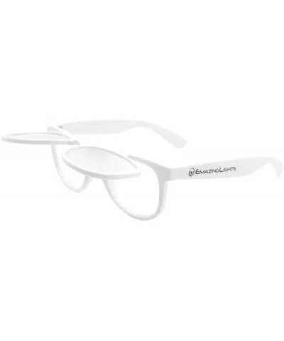 Flip Up Diffraction Prism Fireworks Rave Glasses - White - C611FWHLEJT $10.46 Oversized