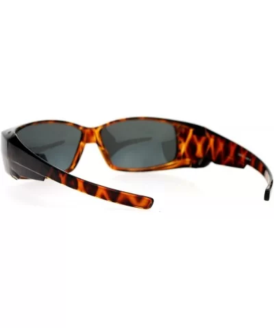 Polarized Fit Over Glasses Sunglasses Womens Rhinestone Rectangular - Tortoise (Black) - CQ18802D5QA $7.37 Rectangular