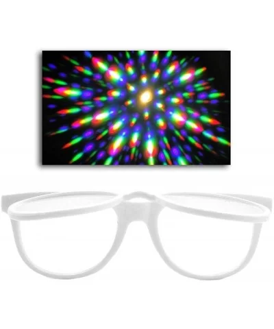 Flip Up Diffraction Prism Fireworks Rave Glasses - White - C611FWHLEJT $10.46 Oversized