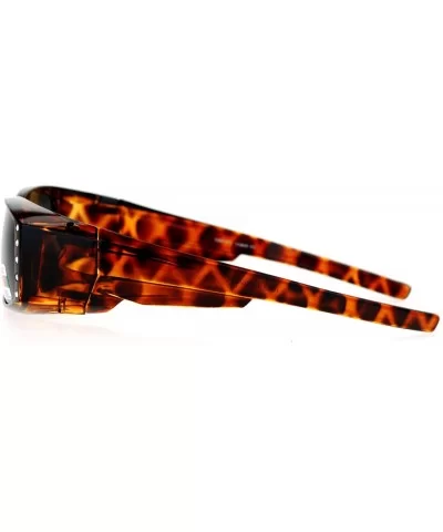 Polarized Fit Over Glasses Sunglasses Womens Rhinestone Rectangular - Tortoise (Black) - CQ18802D5QA $7.37 Rectangular