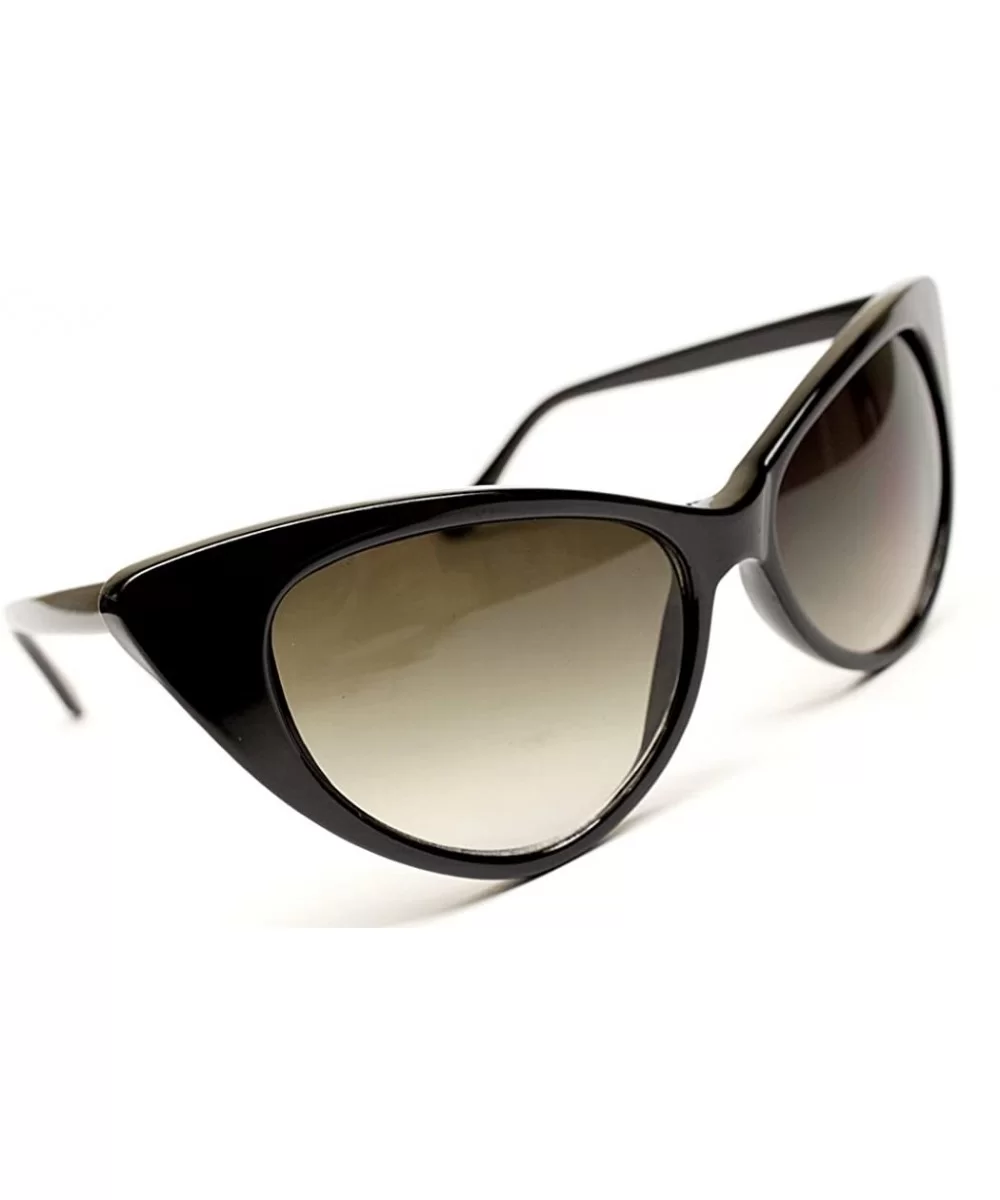 High Pointed Cat Eye Sunglasses Vintage Retro Celebrity Eyewear (Black - 55) - C2119BN23EP $5.62 Cat Eye