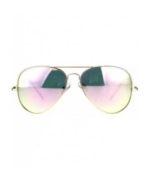 Gold Aviator Sunglasses Womens Pink Peach Mirror Lens Spring Hinge - CG18CQRI394 $8.02 Aviator