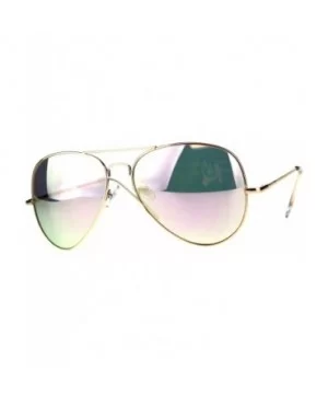 Gold Aviator Sunglasses Womens Pink Peach Mirror Lens Spring Hinge - CG18CQRI394 $8.02 Aviator