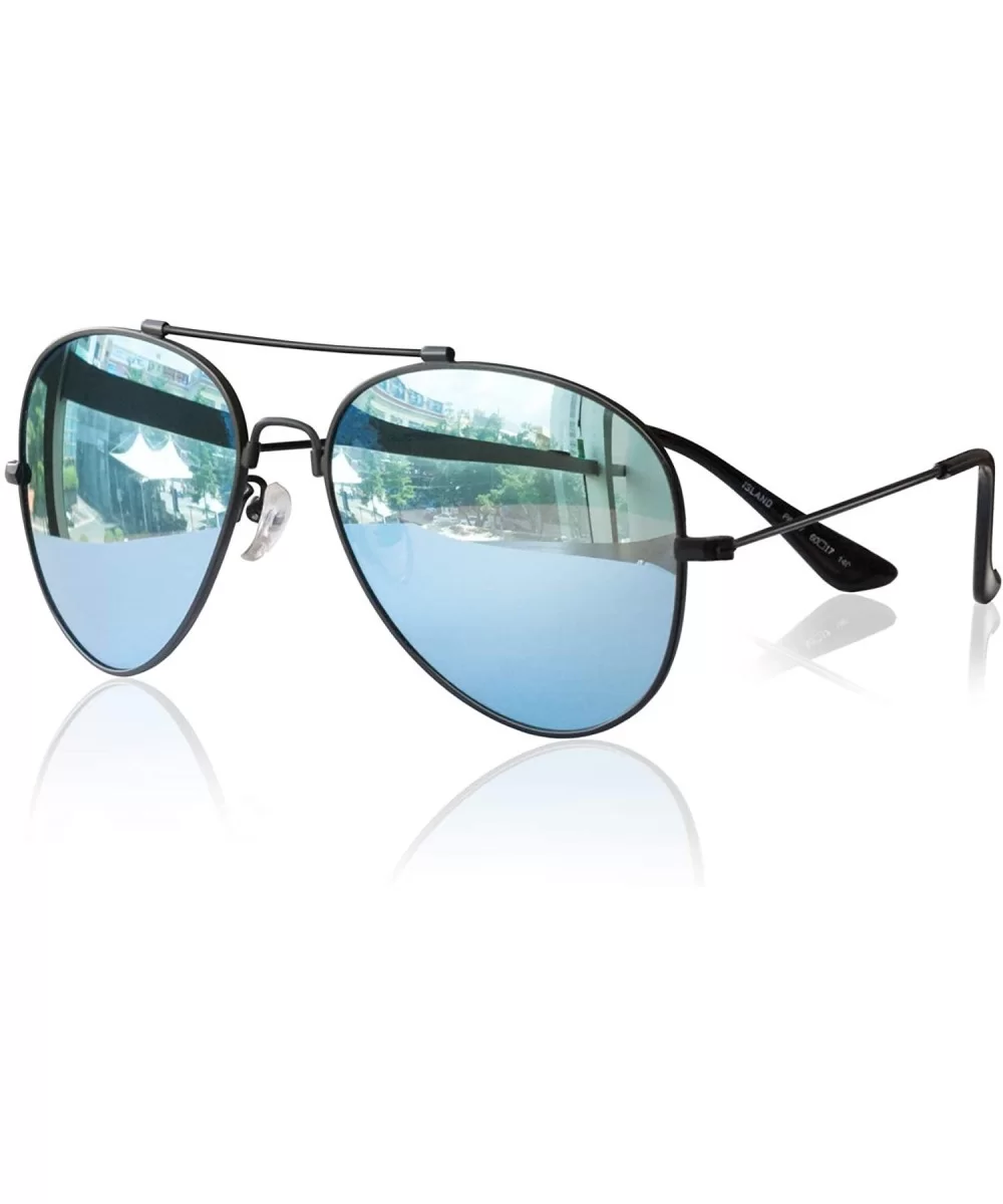 Aviator Polarized Sunglasses for Men Women Mirrored Lens Metal Frame Glasses with Spring Hinges PA600 - CY18TNO39QL $16.95 Round