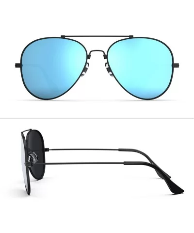 Aviator Polarized Sunglasses for Men Women Mirrored Lens Metal Frame Glasses with Spring Hinges PA600 - CY18TNO39QL $16.95 Round