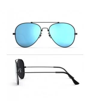 Aviator Polarized Sunglasses for Men Women Mirrored Lens Metal Frame Glasses with Spring Hinges PA600 - CY18TNO39QL $16.95 Round