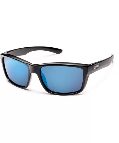 Mayor Polarized Sunglass with Polycarbonate Lens - Black Frame/Blue Mirror - C812NVFUOA6 $21.23 Sport