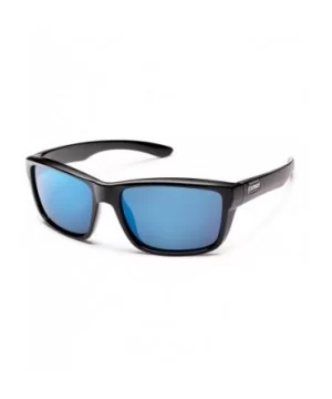 Mayor Polarized Sunglass with Polycarbonate Lens - Black Frame/Blue Mirror - C812NVFUOA6 $21.23 Sport