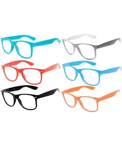 Set of 6 Pairs Retro Style Vintage Clear Lens Sunglasses Colored Frame - C811Q7TTD0X $11.61 Wayfarer