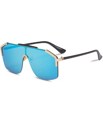 Rimless Shield Sunglasses Flat Top Mirror Glasses Women Men oversized Retro Sunglasses - 5 - CS190MRG4OX $13.08 Shield