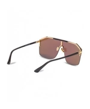 Rimless Shield Sunglasses Flat Top Mirror Glasses Women Men oversized Retro Sunglasses - 5 - CS190MRG4OX $13.08 Shield