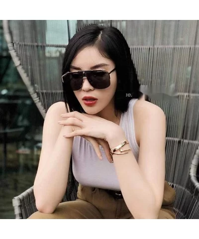 Rimless Shield Sunglasses Flat Top Mirror Glasses Women Men oversized Retro Sunglasses - 5 - CS190MRG4OX $13.08 Shield