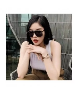 Rimless Shield Sunglasses Flat Top Mirror Glasses Women Men oversized Retro Sunglasses - 5 - CS190MRG4OX $13.08 Shield