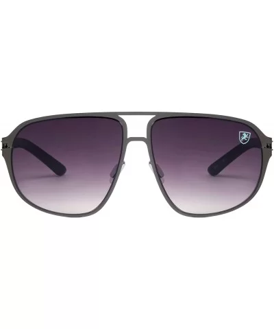 Intimidators Flat Thin Frame Oval Aviator Sunglasses - Smoke Gunmetal - CV199LWWALQ $23.04 Aviator