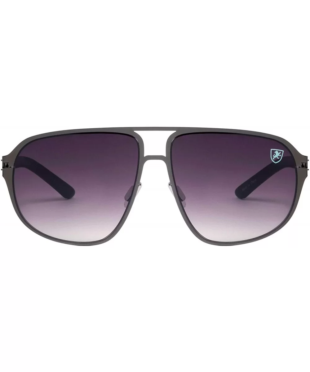 Intimidators Flat Thin Frame Oval Aviator Sunglasses - Smoke Gunmetal - CV199LWWALQ $23.04 Aviator