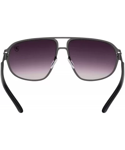 Intimidators Flat Thin Frame Oval Aviator Sunglasses - Smoke Gunmetal - CV199LWWALQ $23.04 Aviator